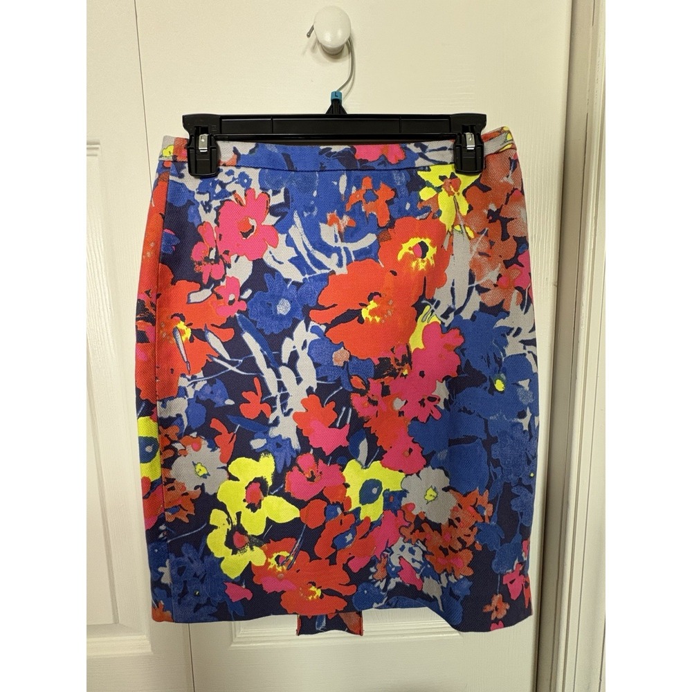 Ann Taylor Loft Women's Pencil Skirt Bright Clolorful Floral Size Medium